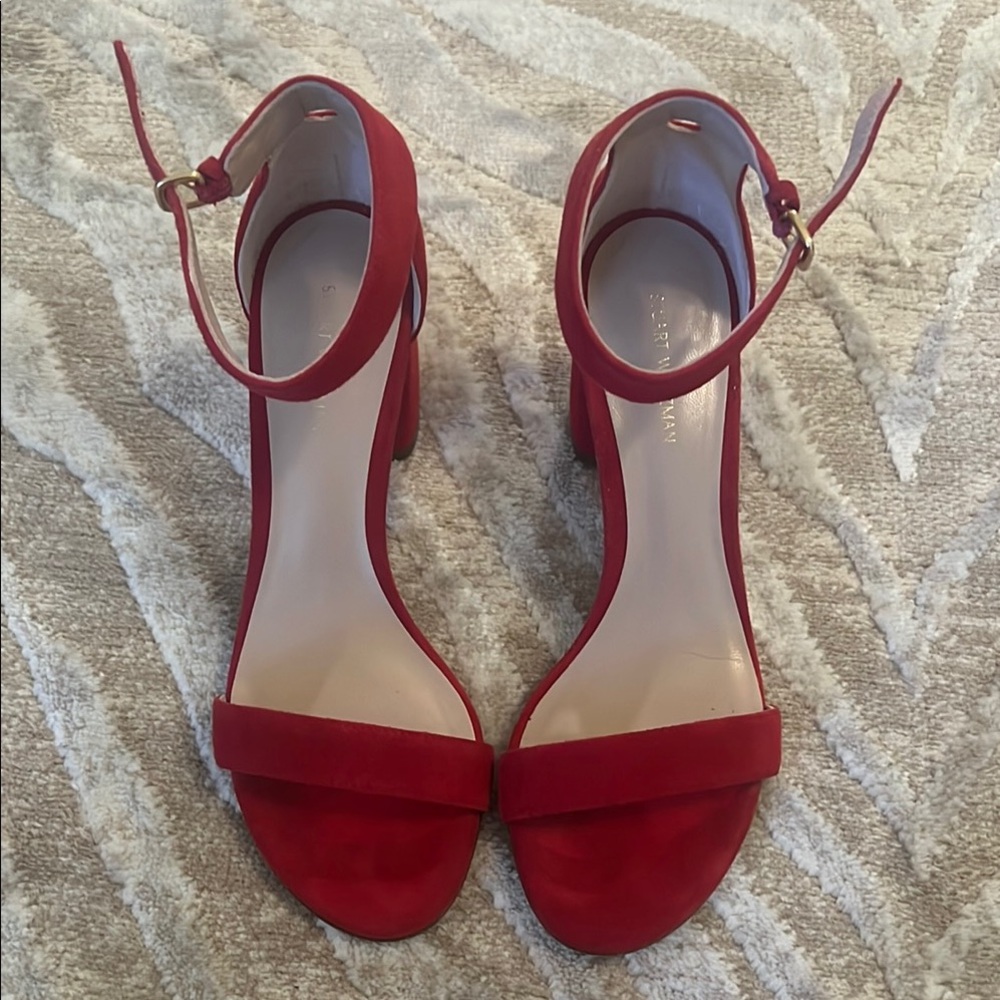 Stuart Weitzman! Elegant Red Suede Heels